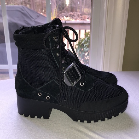 NWOT! Steve Madden Nayra Black Suede/ fabric Chunky combat boot - Picture 7 of 10